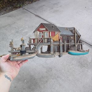 Coastal Nautical Fishing Village Boathouse Wall Decor Plaque